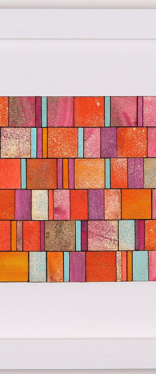 Orange, Pink & Gold Grid Miniature by Amelia Coward