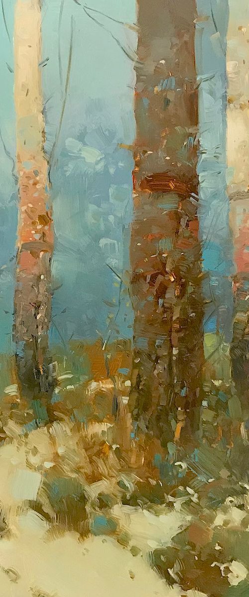 Birches, Landscape oil painting, Handmade artwork by Vahe Yeremyan