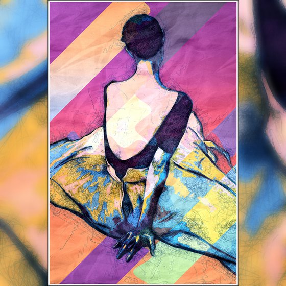 Beautiful Ballerina's Back - Pop Art Modern Poster Stylised Art