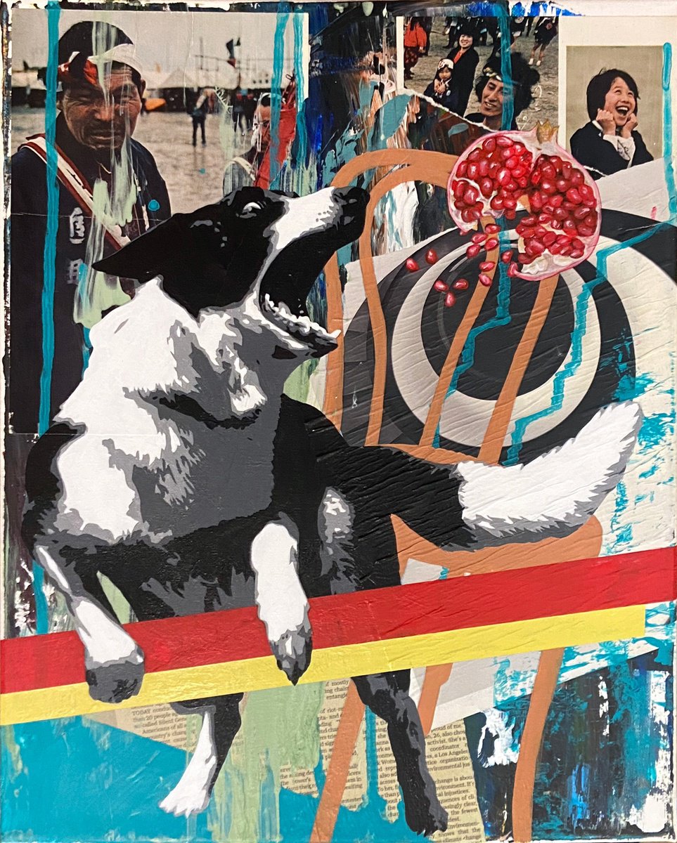 Urban And Pop Animal Acrylic Painting By Mike Ferrari, 16 X 20", Pomegranate, Original Artwork