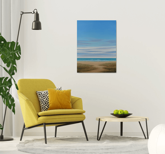 Beach Path - Modern Blue Sky Seascape