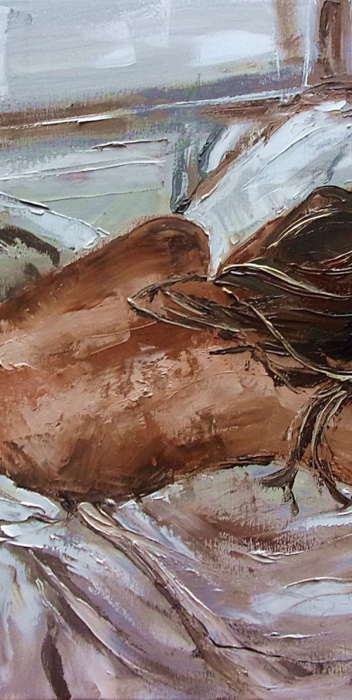 " MORNING ... " - original oil painting on canvas, palette knife by Monika Luniak