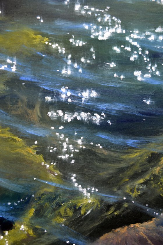 Music of the sea. Transparent water. Large