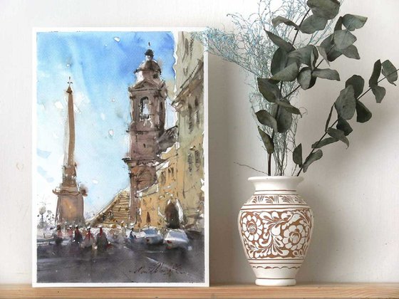 Rome, watercolor art.