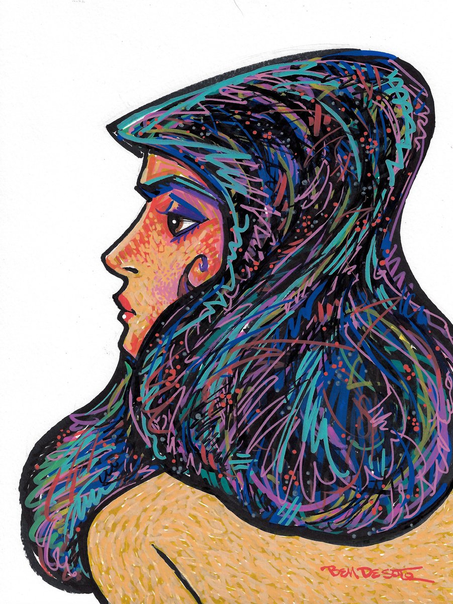 Portrait Acrylic Painting By Ben De Soto, 9 X 12, Female Portrait, Original Artwork