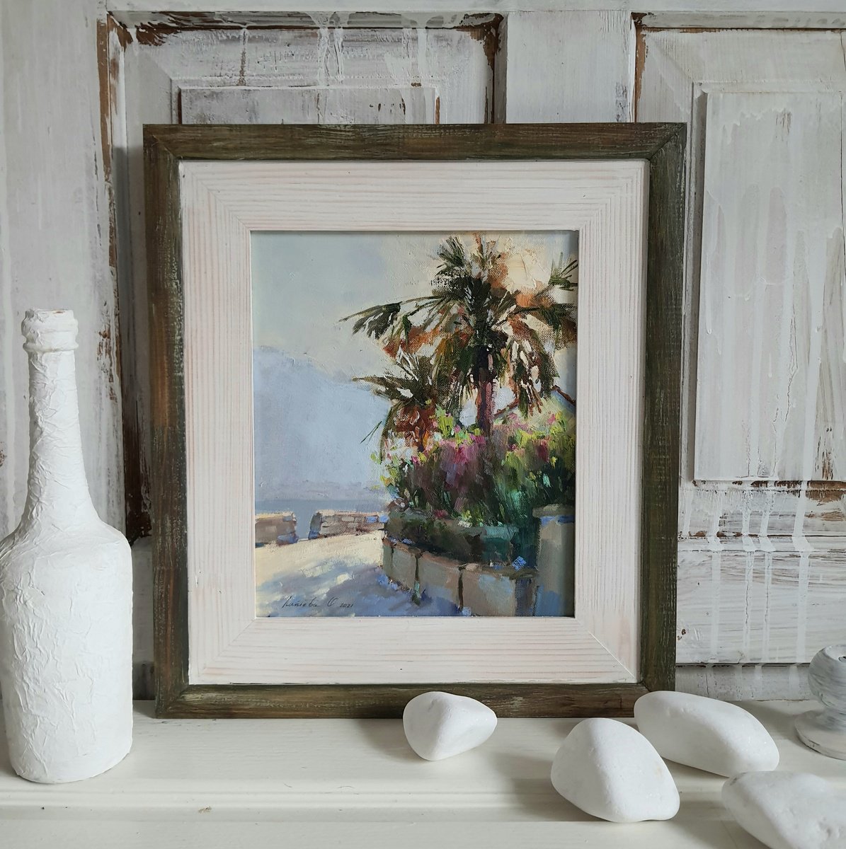 Impressionistic Landscape Oil Painting By Olha Laptieva, 16 X 18", Autumn In Montenegro, Original Artwork