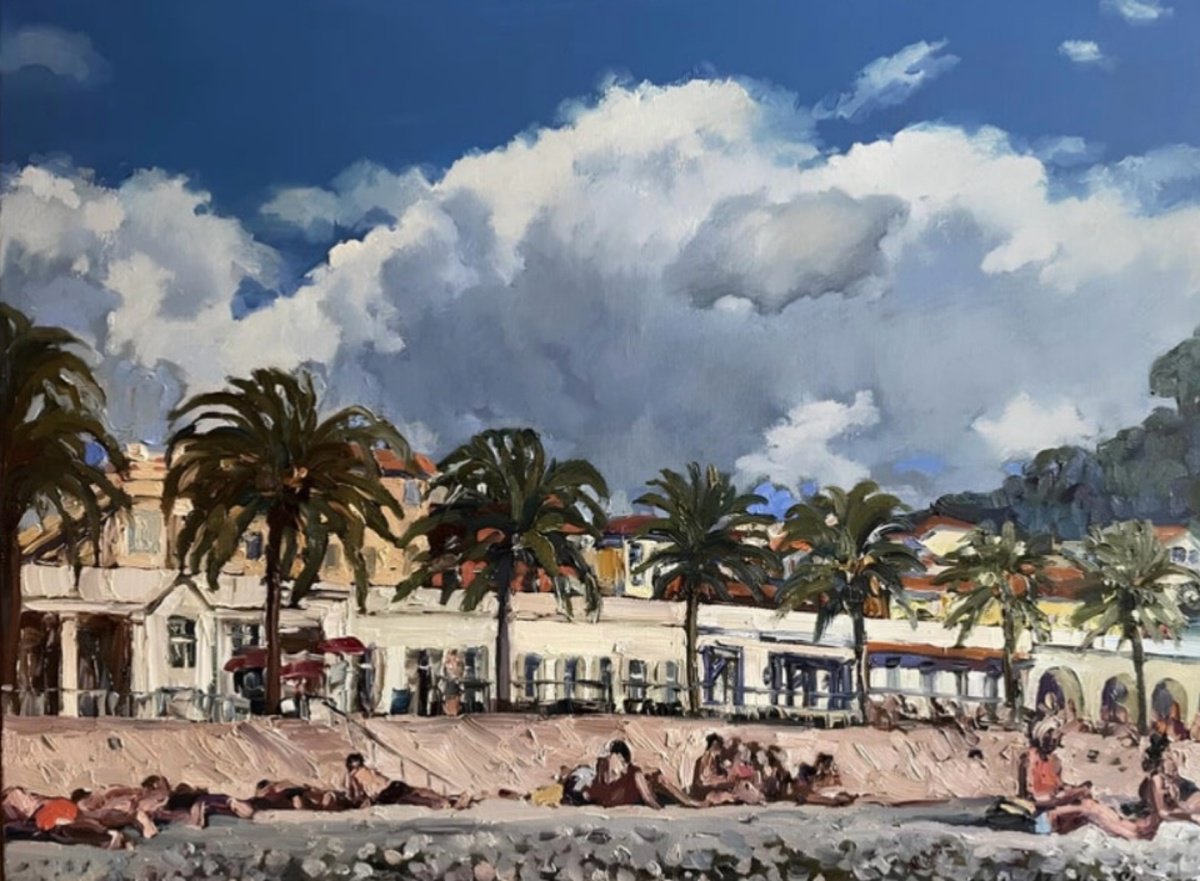 Beach In Nice By Nadezda Stupina, 31 X 24, Artwork For Sale On Artfinder