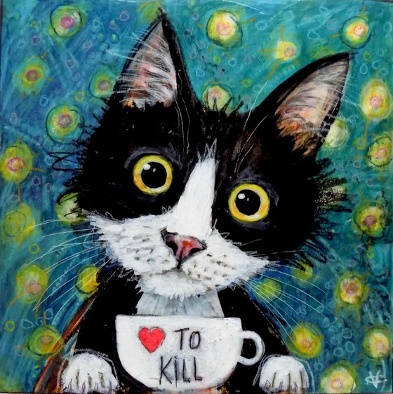 Cat painting called "A Cat Named Psycho"