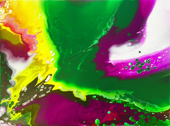 "Hooked On A Feeling" - Original Abstract PMS Fluid Acrylic Painting, 24 x 18 inches