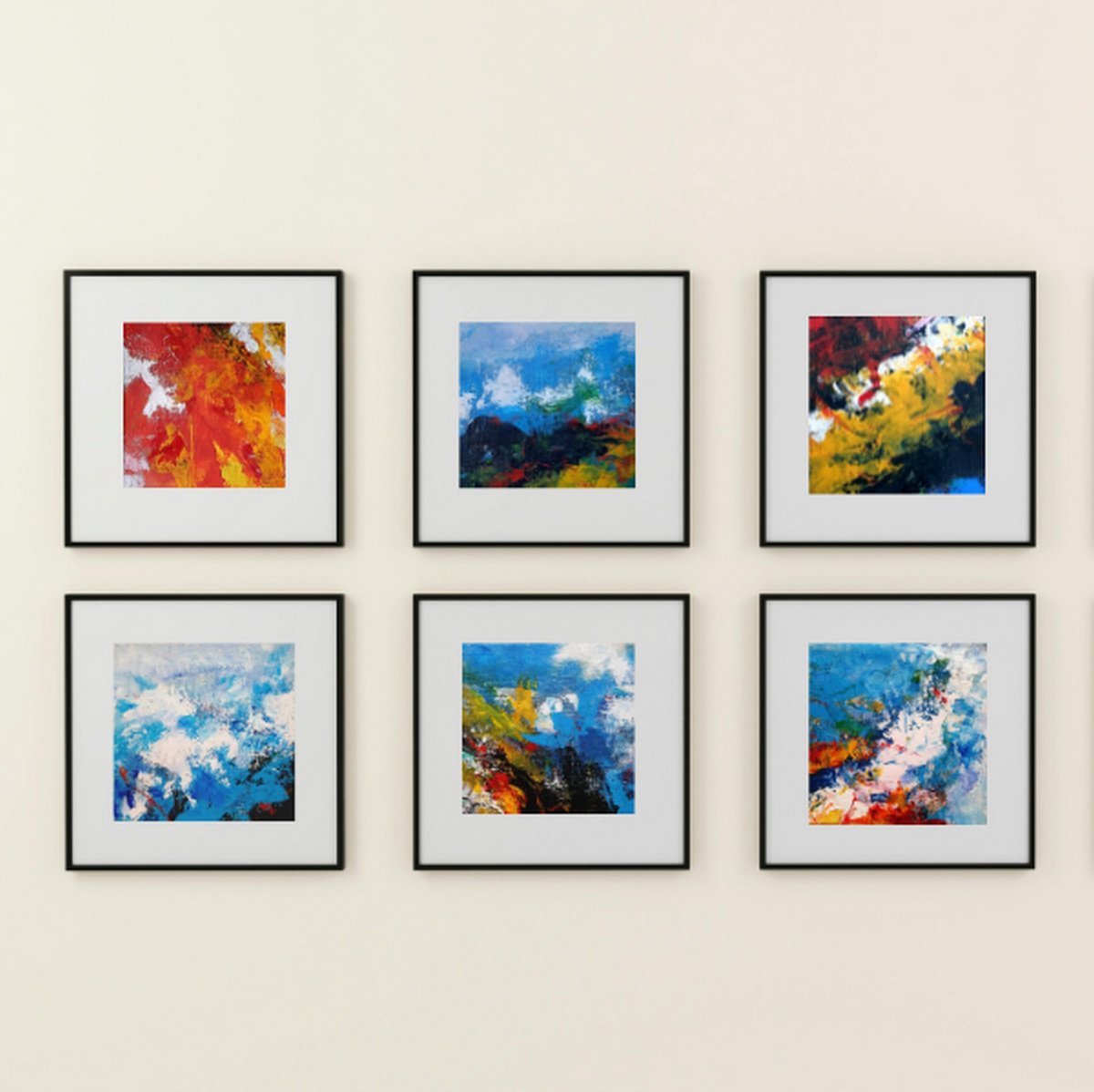 Expressive Abstract Acrylic Painting By Asha Shenoy, 18 X 12, Abstract Set Of 6 Combo, Original Artwork