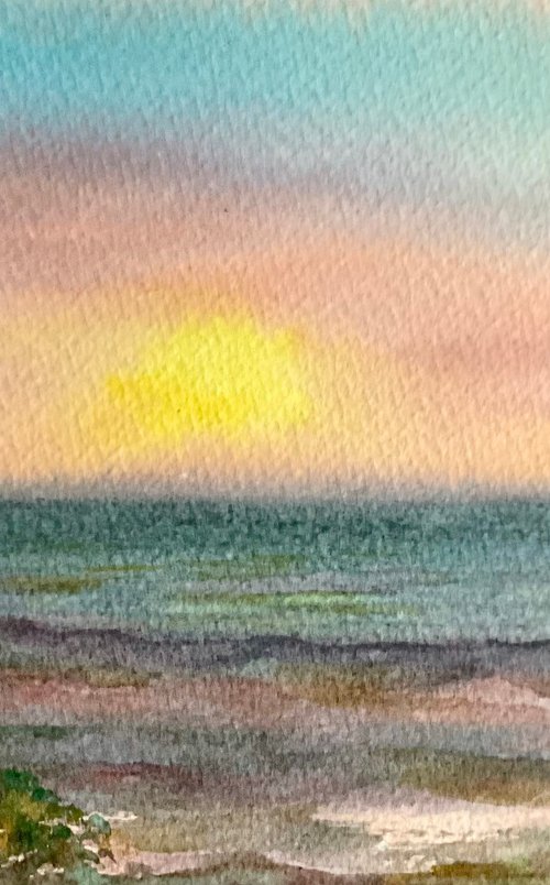 By the Chesil beach Sunset, Dorset by Samantha Adams