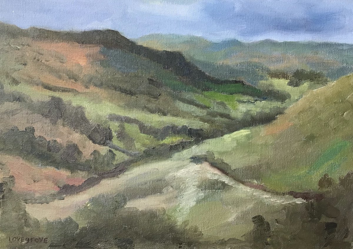 Brecon Beacons mountains, an original oil painting, by Julian Lovegrove Art