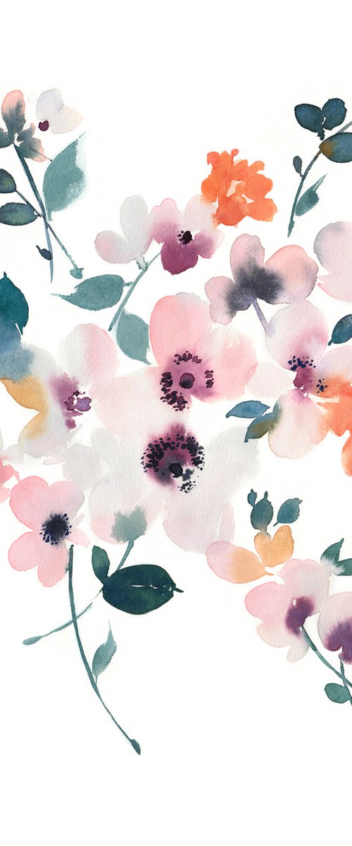Abstract Watercolor Florals I by Anja Boban
