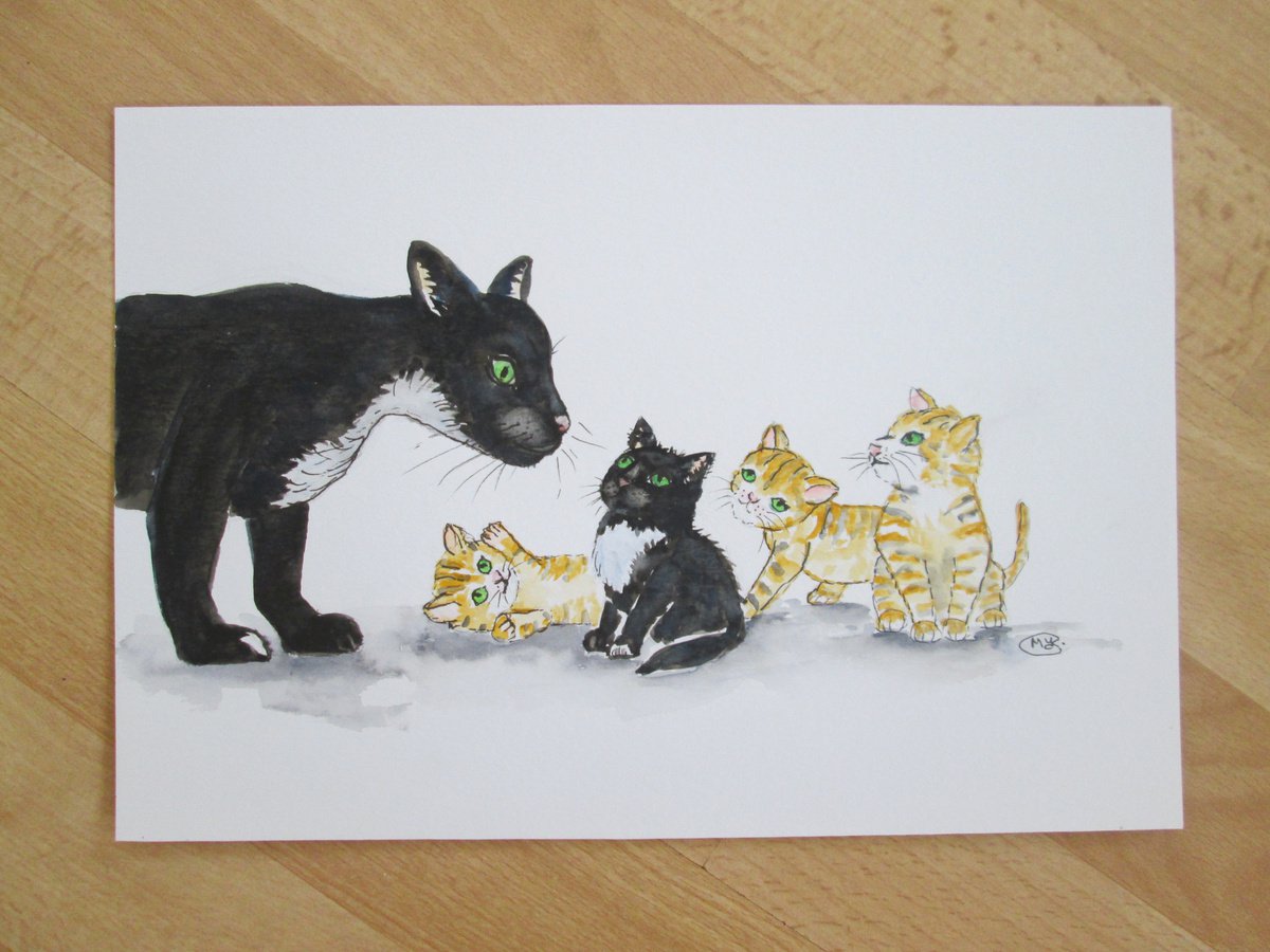 Cat and Kittens by MARJANSART