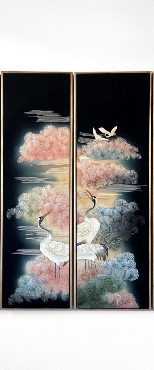 Cranes ~Love~ (Kimono Upcycled) by Lena Okamoto
