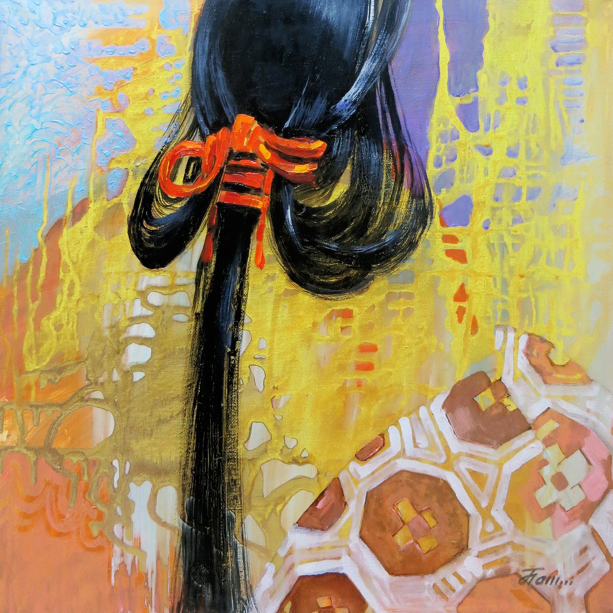 Golden unknown, 40x40, oil on canvas by Olga Panina