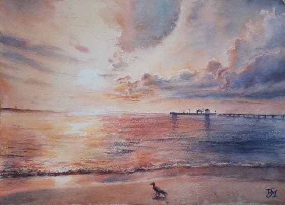 Beautiful Sunset on the beach - Romantic Seascape