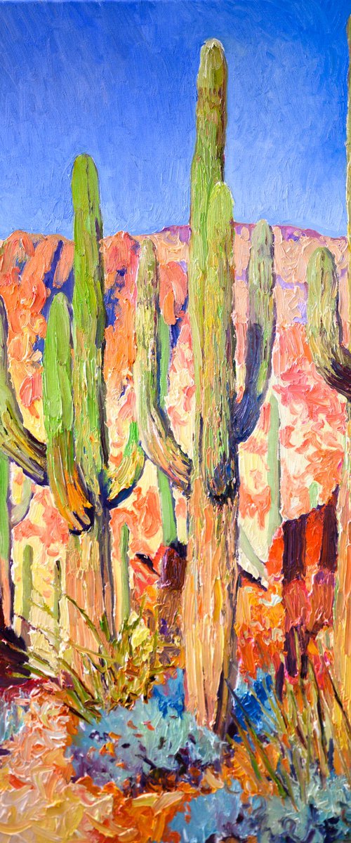 Saguaro Cactuses in the Desert by Suren Nersisyan