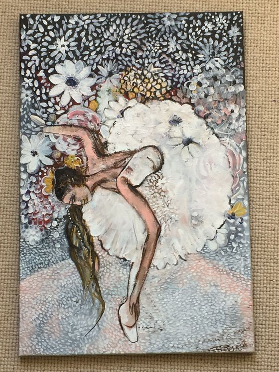 Ballet Series III Ballet Ballerina Dance Acrylic Painting on Canvas Ready to Hang Woman Portrait Dance Painting Art For Sale Canvas Painting Original Red Painting Gift Ideas Free Shipping Size 23"x16"