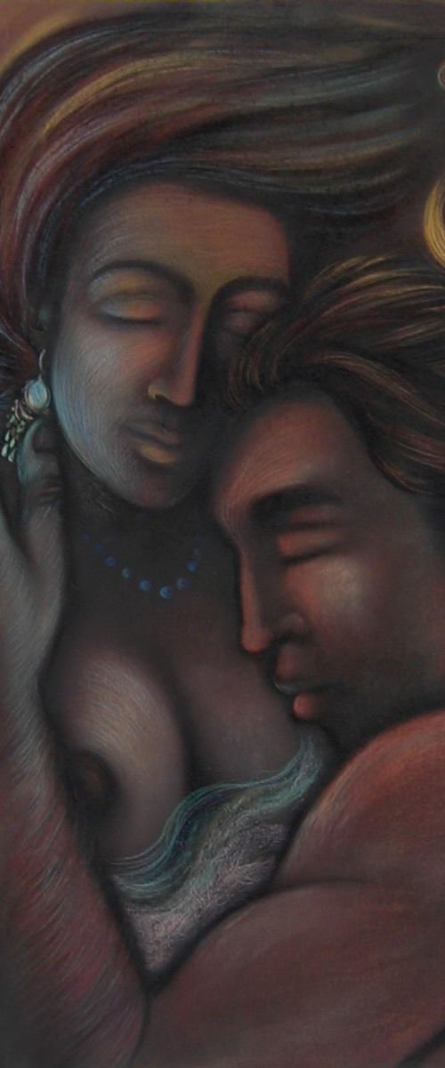 Warm love (large pastel) by Phyllis Mahon