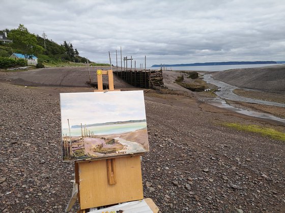 Low tide at Port Greville in Parrsboro,  Nova Scotia,  Canada, plein air (18x14x0.7'')