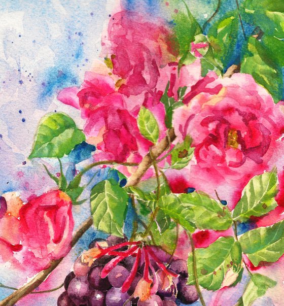 Grapes, Roses and Honeysuckle