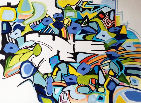 Double blue composition 82 x 30 cm (32 ' x 11')