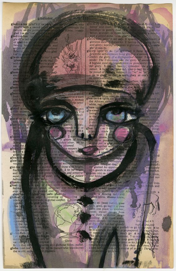 Funky Face 2020-26 - Mixed Media Painting by Kathy Morton Stanion