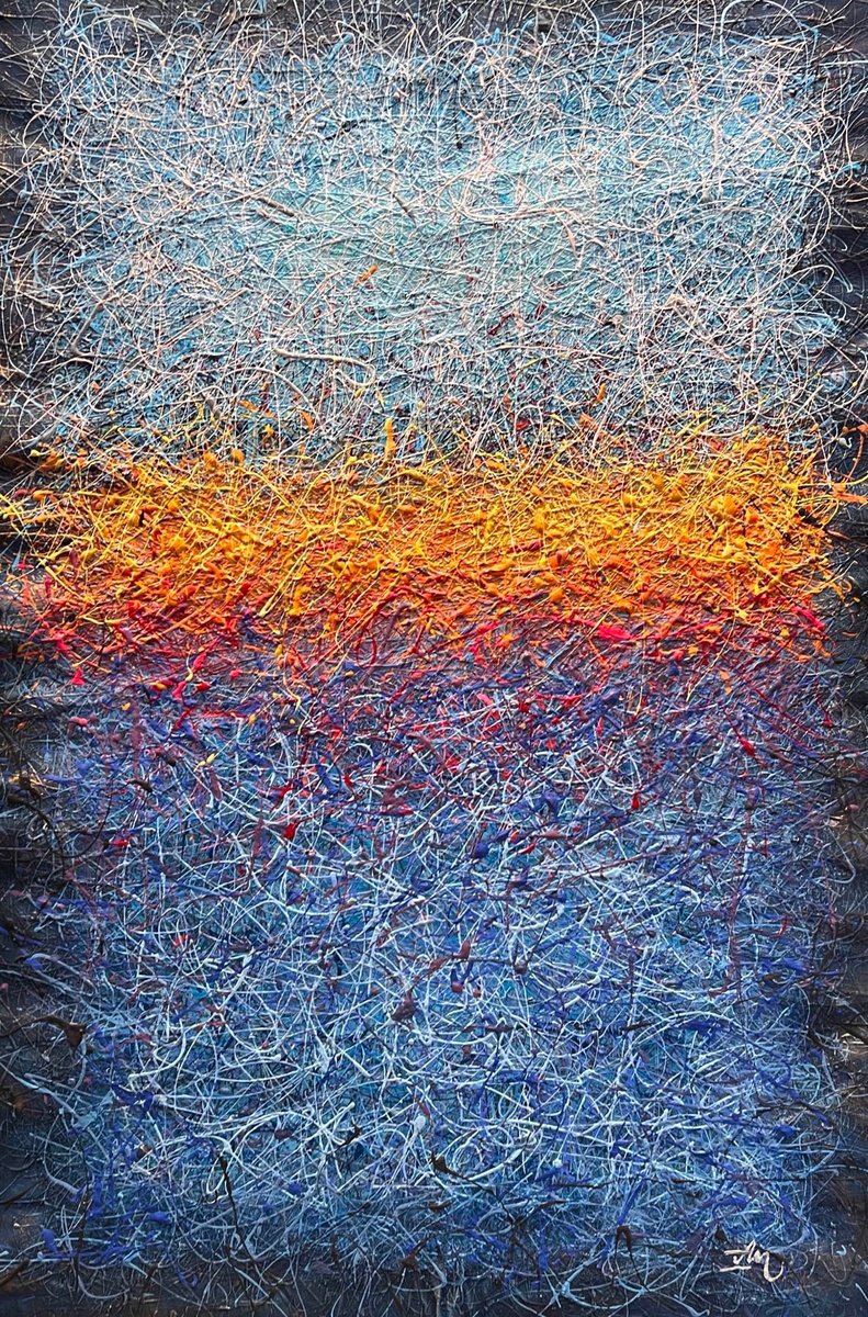 Geometric Abstract Acrylic Painting By Nadiia Antoniuk, 37 X 55", What Are You Thinking About?, Original Artwork