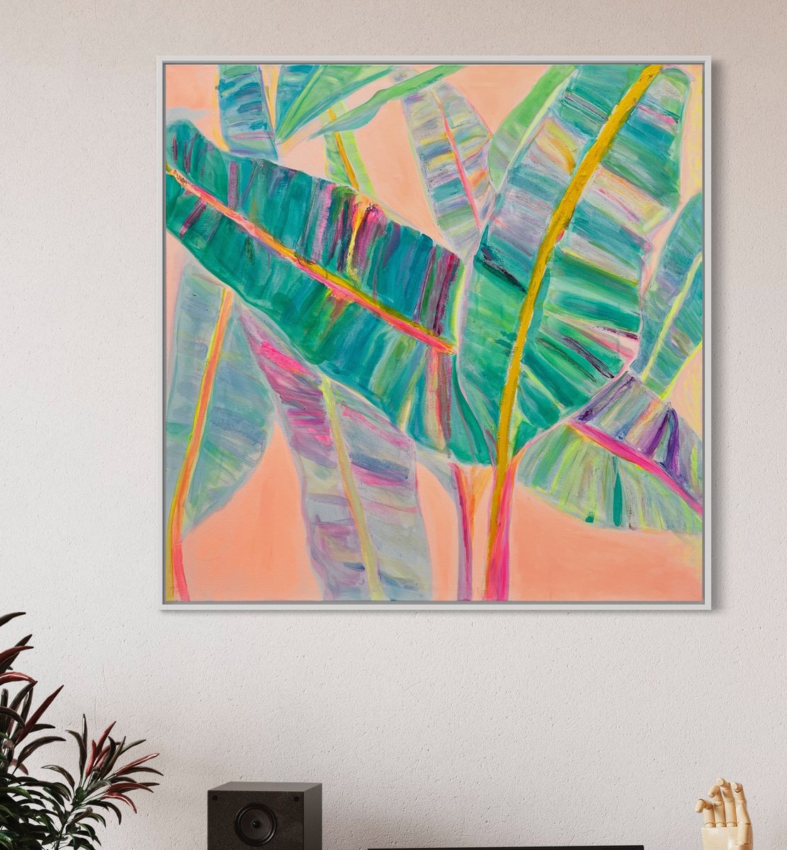 Organic Botanical Acrylic Painting By Kathryn Sillince, 37 X 37", 