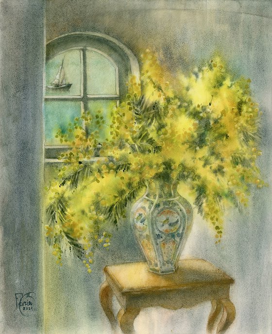 Still life with mimosa