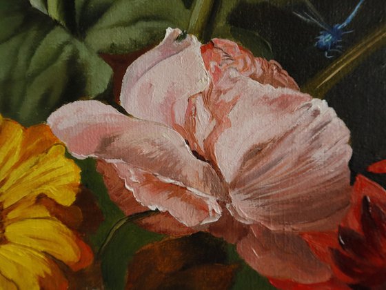 Dark Floral Still Life with Tulips