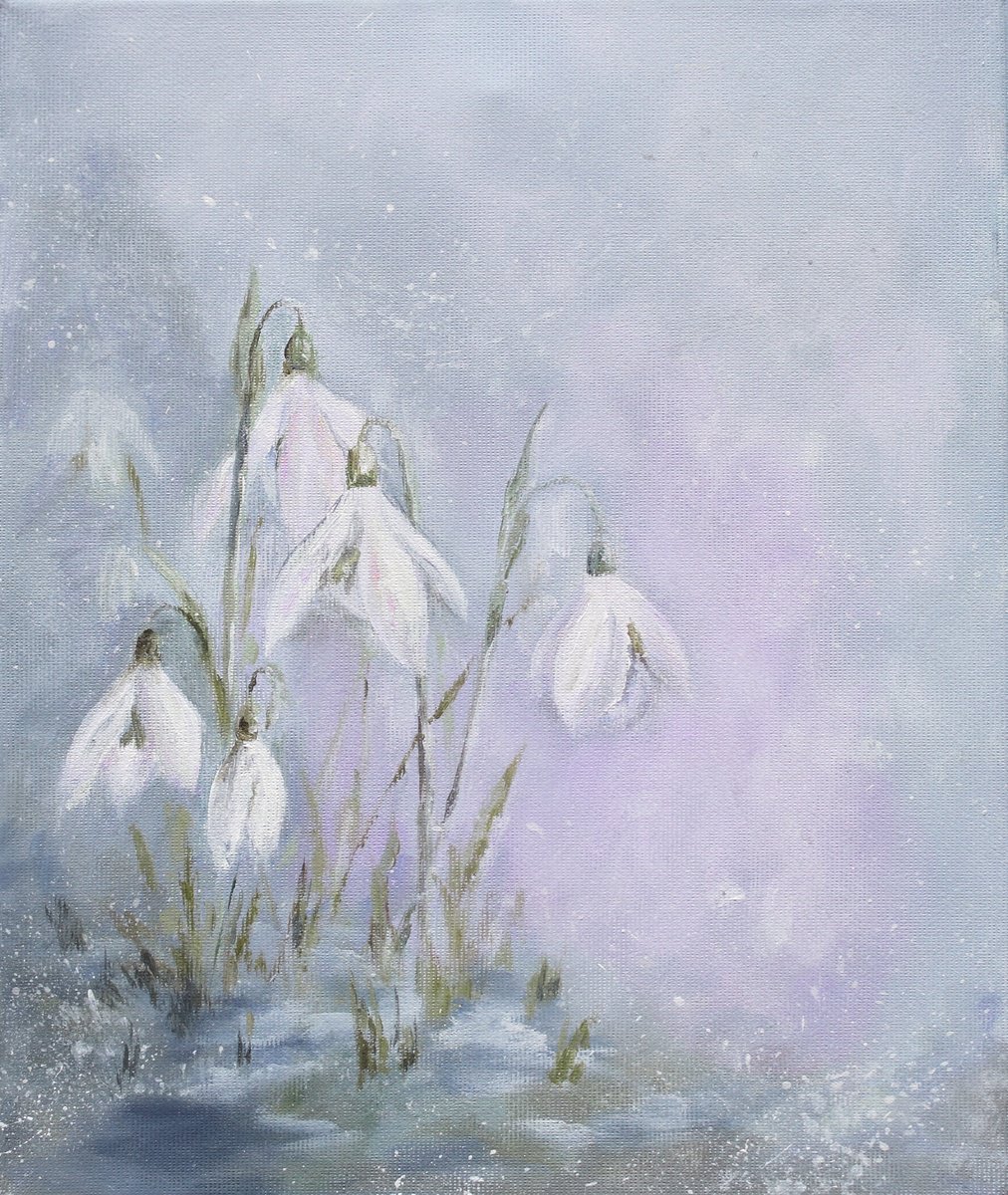 Snowdrops In The Morning Haze Ii By Katerina Koroleva, 10 X 12, Artwork For Sale On Artfinder