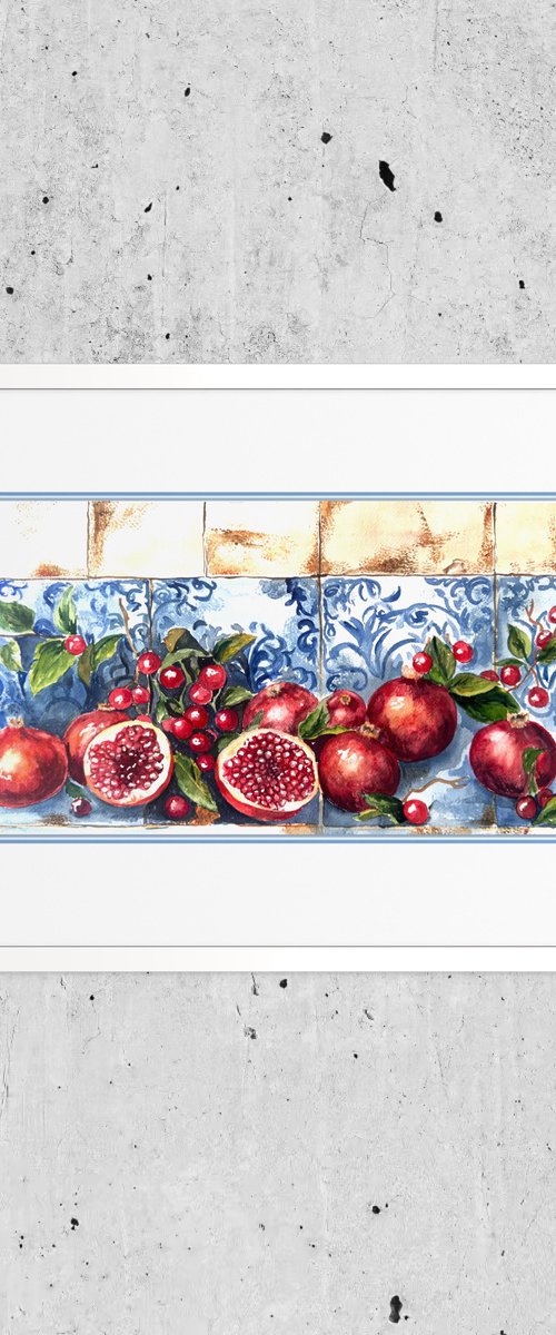 Portuguese Harvest  – Ruby Pomegranates by Irina Kurganskaya