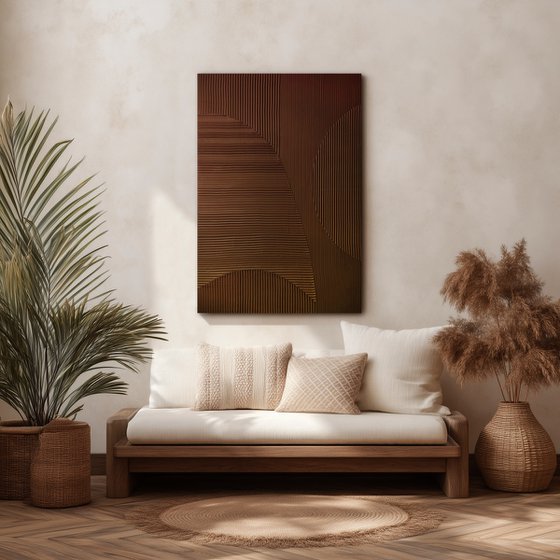 "Brown Field 5" Brown abstract high textured