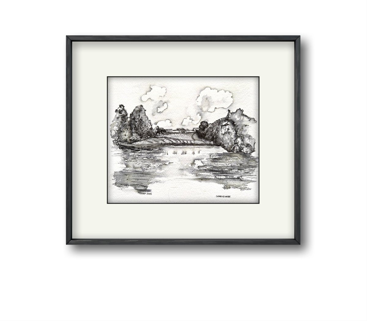 Landscape Ink Drawing By Catherine Winget, 10 X 8, Stowe Gardens Buckinghamshire National Trust Landscape Ink Drawing, Artfinder