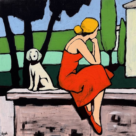 "Waiting Together"  Original painting 16x16in