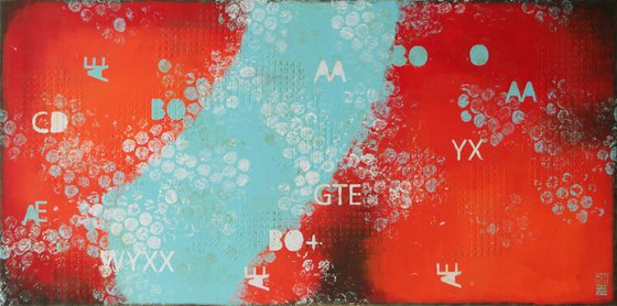 Red Typopop (140x70cm) - Abstract Painting - Typography - Colorful 39F
