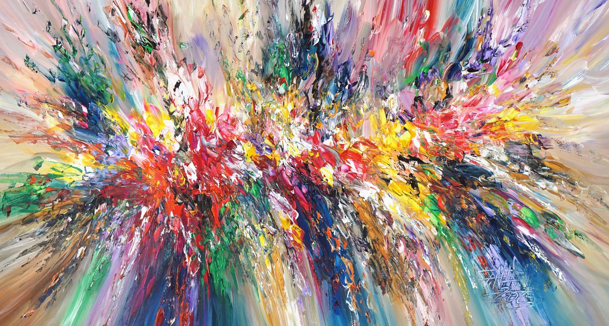 Abstract Acrylic Painting By Peter Nottrott, 61 X 33", Summer Daydream C 3, Original Artwork