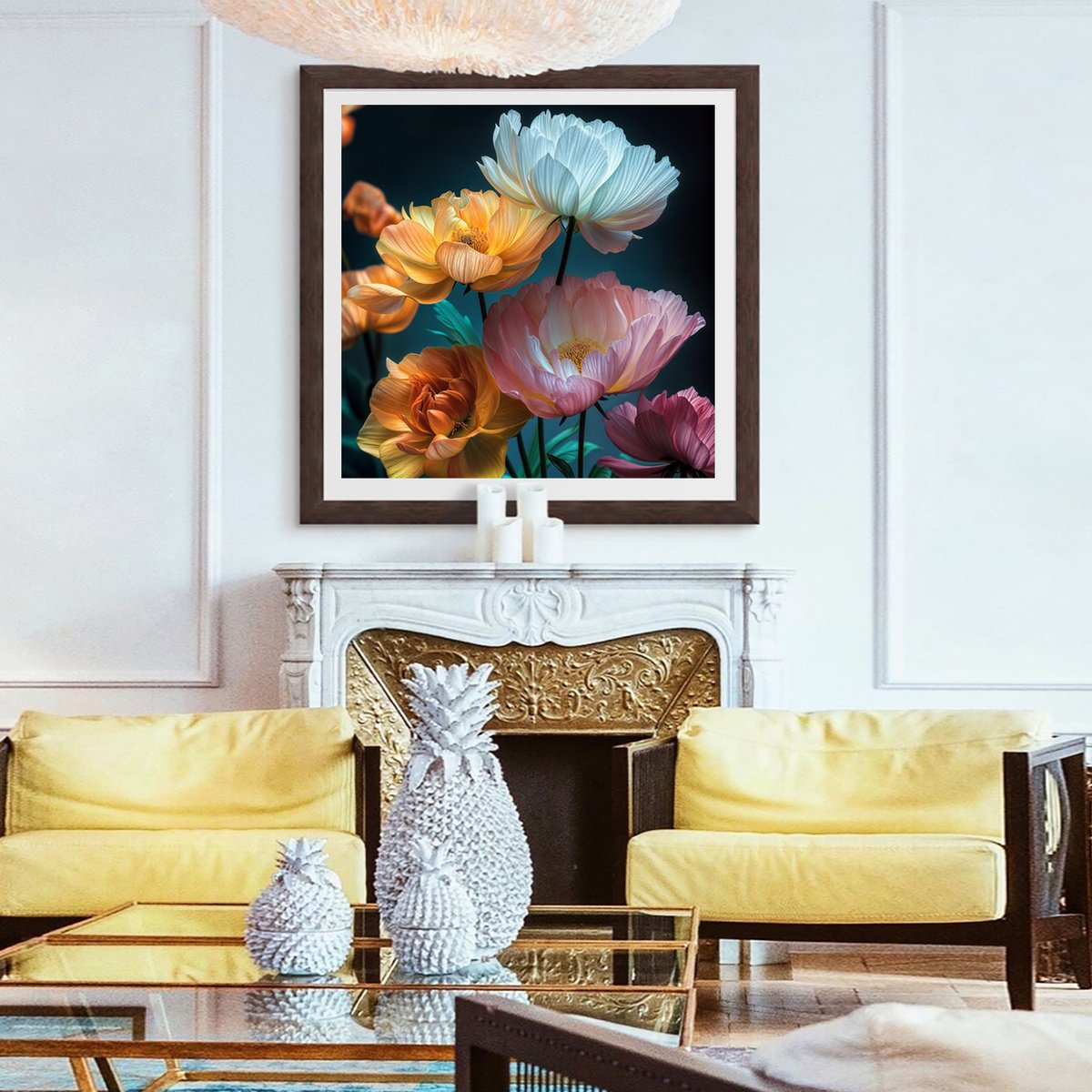 Photorealistic Botanical Photograph By Michael Filonow, 32 X 32", Butterfly Garden 44, Original Artwork