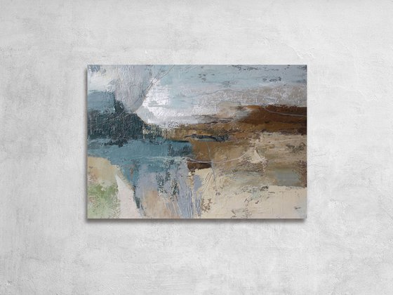 "Fall 7" Abstract blue brown acrylic art