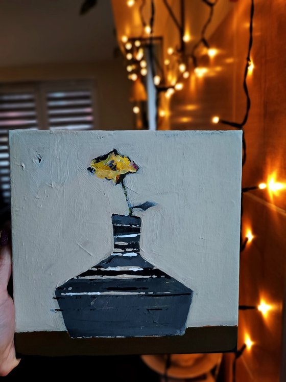 lonely yellow poppy canvas