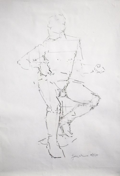 Study of a male Nude - Life Drawing No 636 by Ian McKay