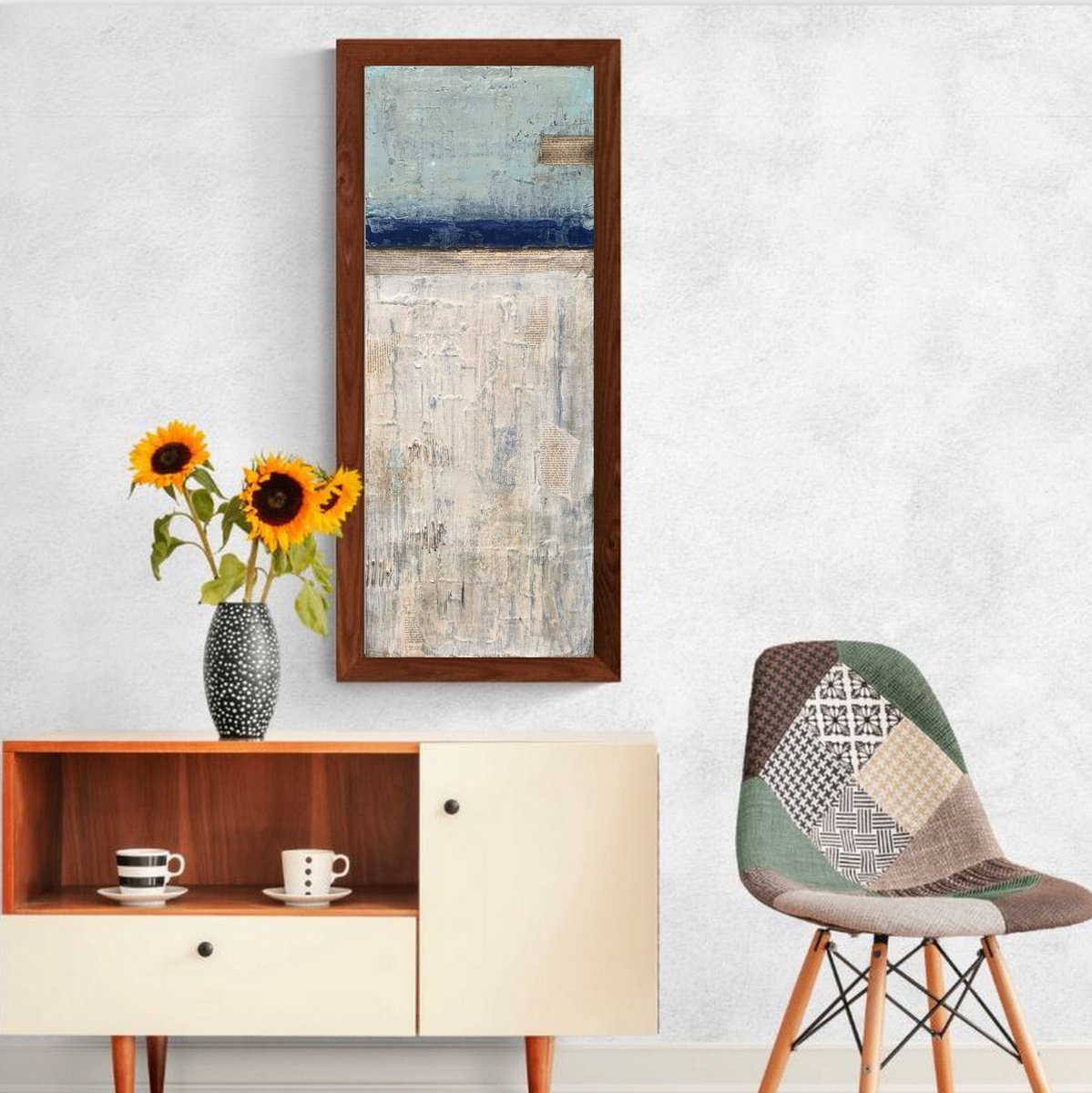 Abstract Painting By Elizabeth Moran, 15 X 36, Storybook, Original Artwork