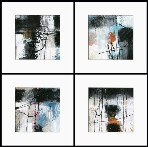 Abstract Composition Collection 2 - 4 Abstract Paintings by Kathy Morton Stanion