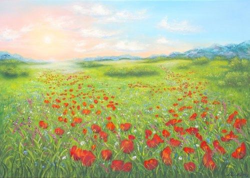 Poppy field in summer 5 by Ludmilla Ukrow
