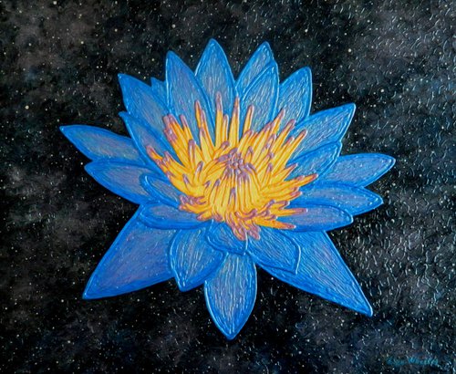 Lotus Galaxy - abstract lotus flower painting by Liza Wheeler