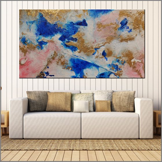 Blue Utopia 180cm x 100cm Blue Abstract Art