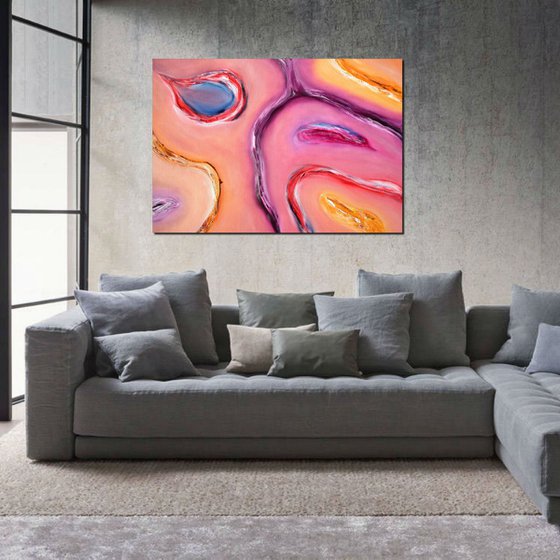 Osmosis, 100x70 cm, LARGE XL, original abstract painting, oil on canvas