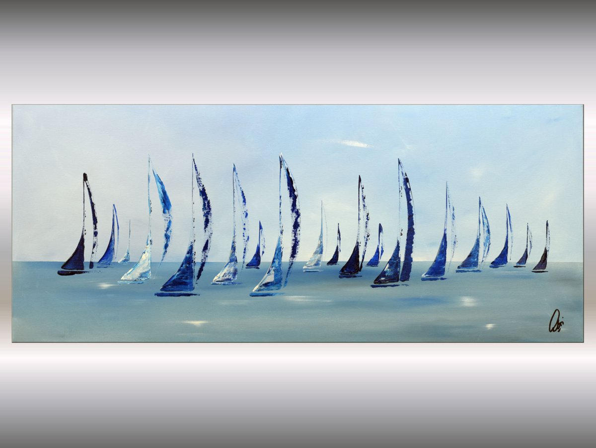 Around the World 2 - acrylic abstract painting sailboat painting, stretched canvas wall ar... by Edelgard Schroer